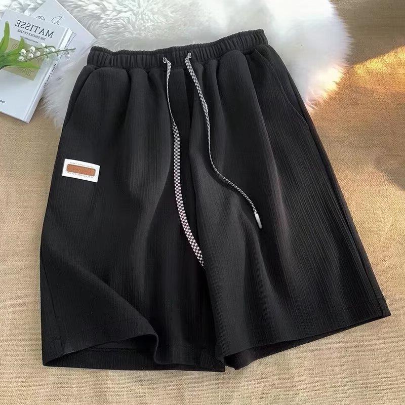 

Спортивные брюки Ice Silk Five Quarter, женские летние, с высокой талией, свободные, дышащие, большого размера, домашние, широкие шорты, одежда 2XL чёрный