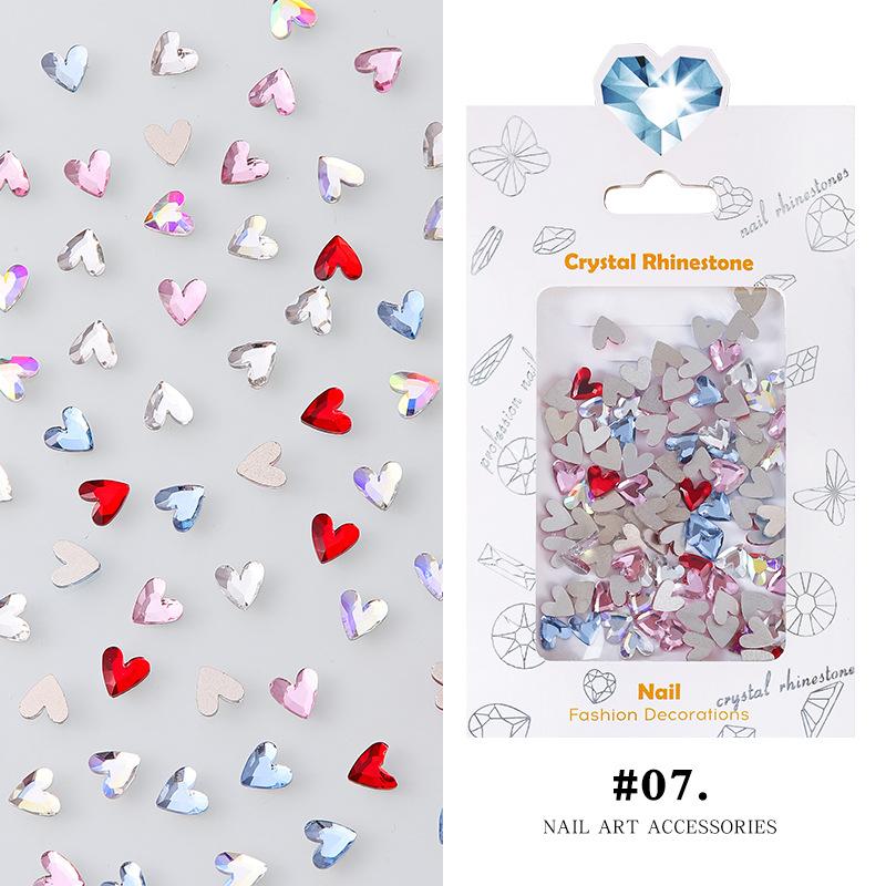 

6 мм большая V Love Nail Art Алмазная бумажная карточка Около 100 плоских бриллиантов, бриллианты особой формы, белые розовые наклейки для ногтей