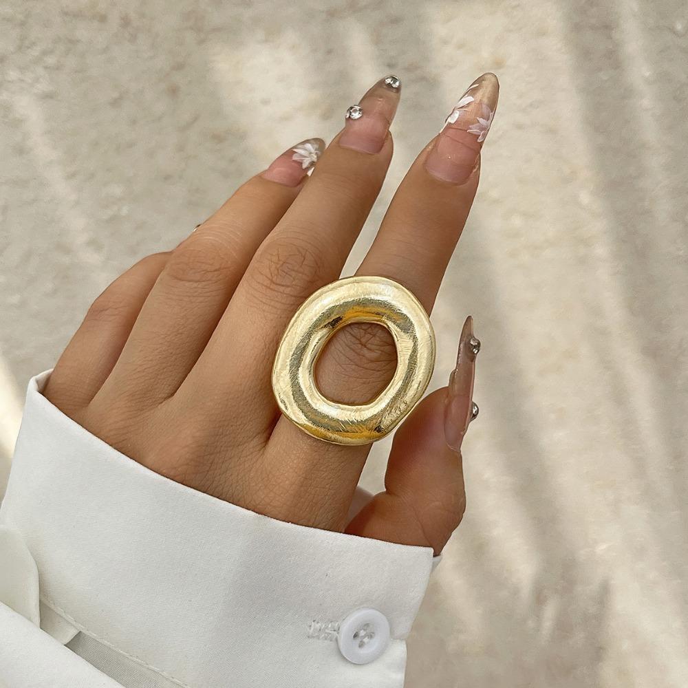 Simple Exaggerated French Ring Geometric Metallic Smooth Ring New Chunky Rings