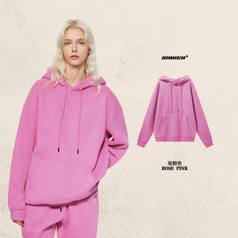 Men Women Warm Fleece Lined Hooded Sweatshirt Set Casual Loose Fit Winter Outfit Pure Color Streetwear