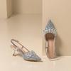 Pointed Rhinestone Stiletto Shoes Children's Spring 2025 New Versatile European and American Style Banquet Shoes Wedding Shoes Bag Head Sandals