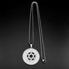 Hebrew Star of David Rhinestones Pendant Necklace for Women Men Stainless Steel Gold Color Je Prayer Male Chain Jewelry