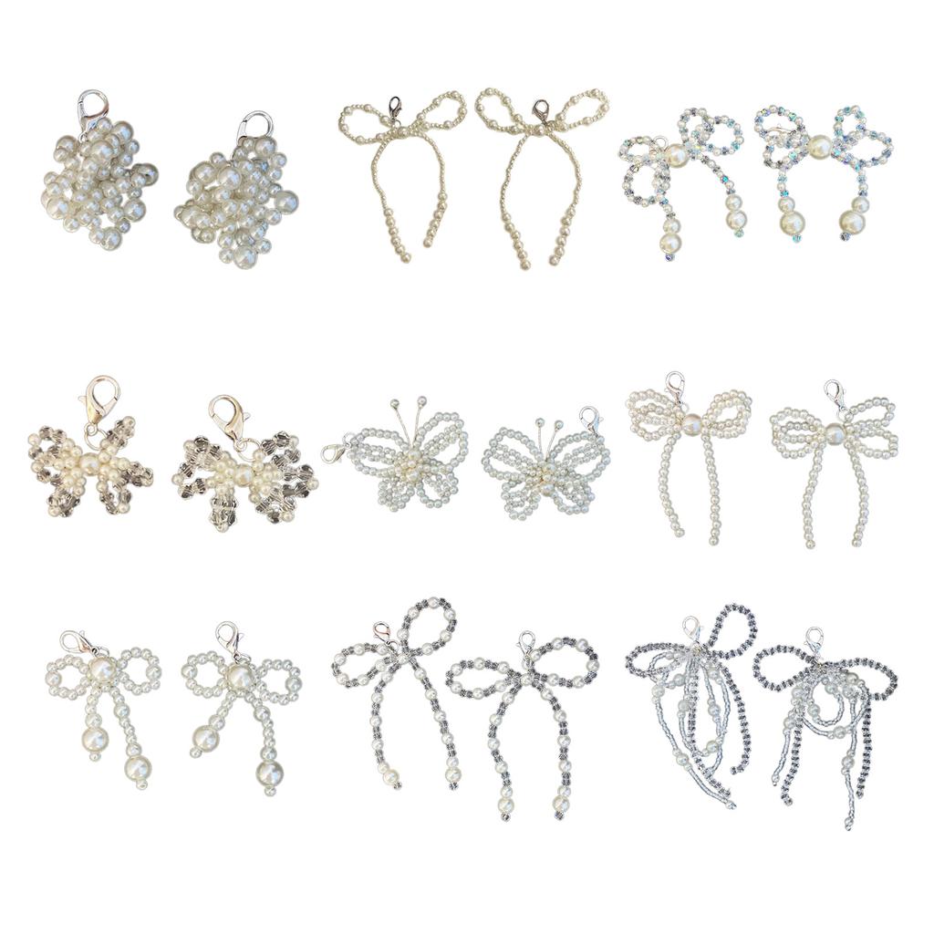 Chic Bowknot Pearls Shoe Charms Stylish Beaded Sneakers and Heels Hanging Decoration for Daily Wear Dates Parties