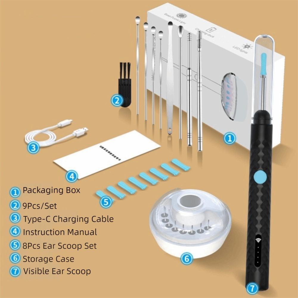 

Camera 1080P Visual Endoscope USB Charging Ear Cleaner Visual Wireless Otoscope Ear Inspection чёрный