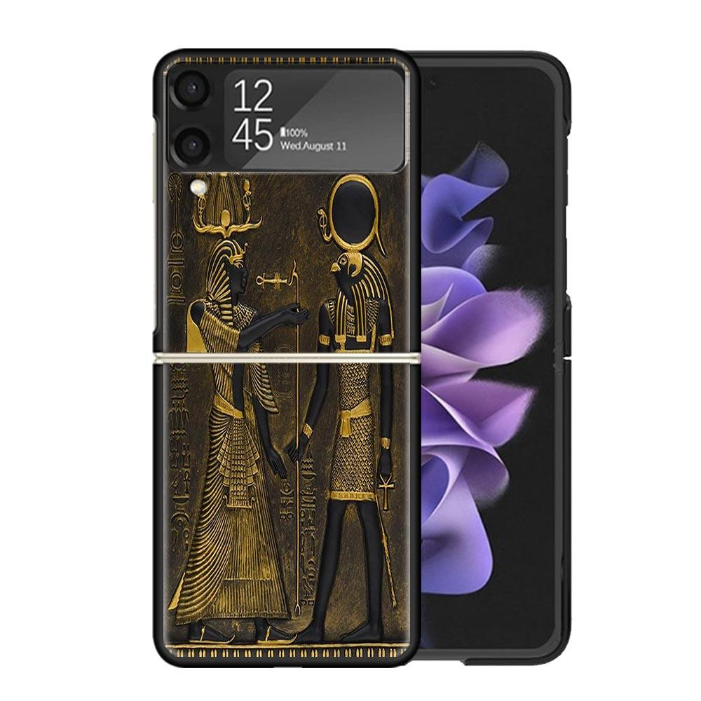 Egypt Nefertiti Anubis Ankh Pharaoh Cases For Samsung Galaxy Z Flip 4 5 6 7 3 Z Flip7 Flip6 Flip4 Flip5 Flip3 5G Hard Shockproof