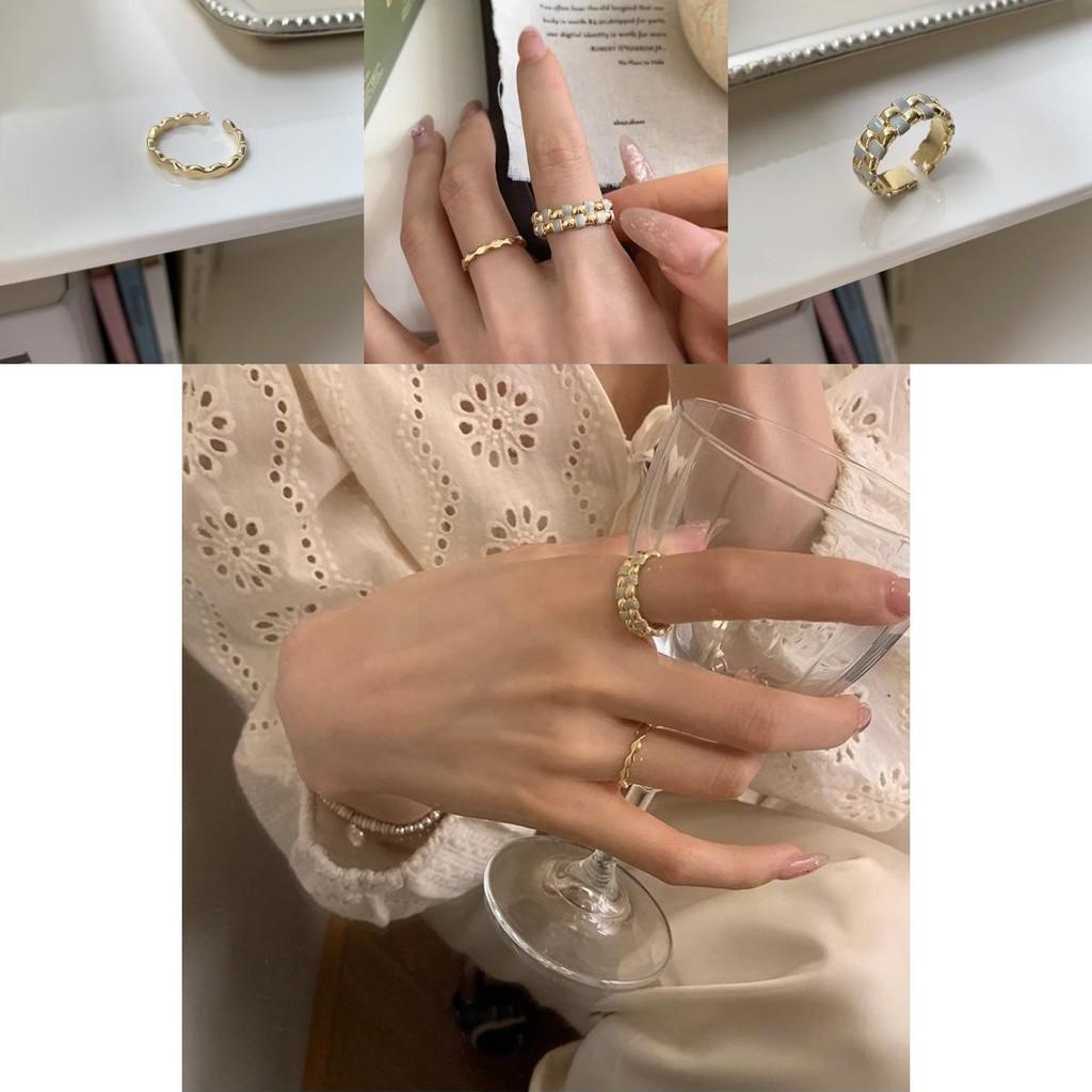 Eleganter und vielseitiger graublauer Tropfglasur gewebter Ring für modischen Schmuck für Frauen