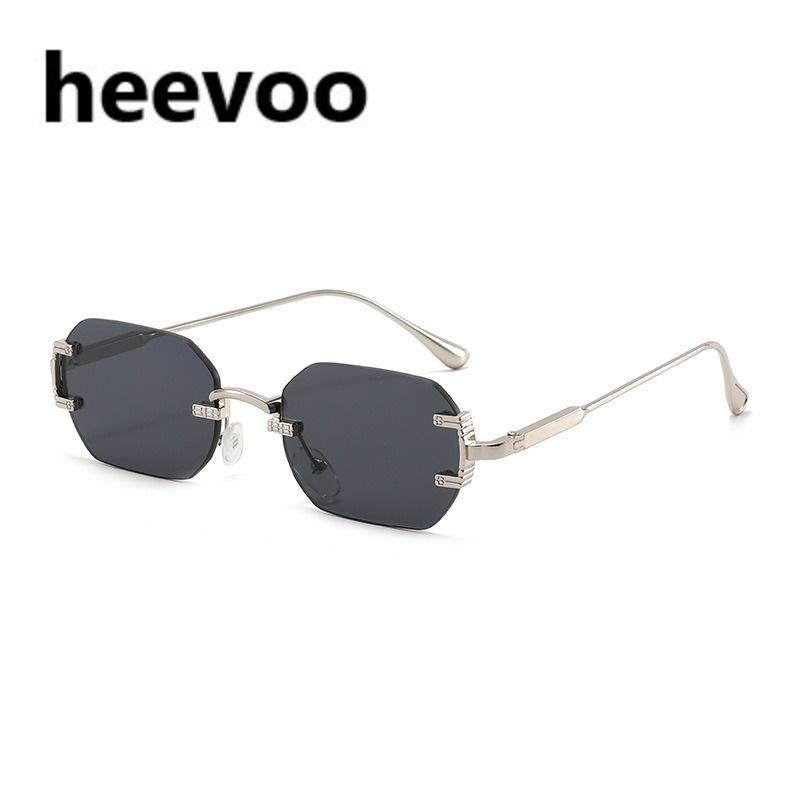 

Rimless Round Sunglasses Fashion Rectangle Popular Women Shades Small Frame Glasses for Female Male Summer Travel Oculos UV400 only 1pcs sunglasses серебряный серый