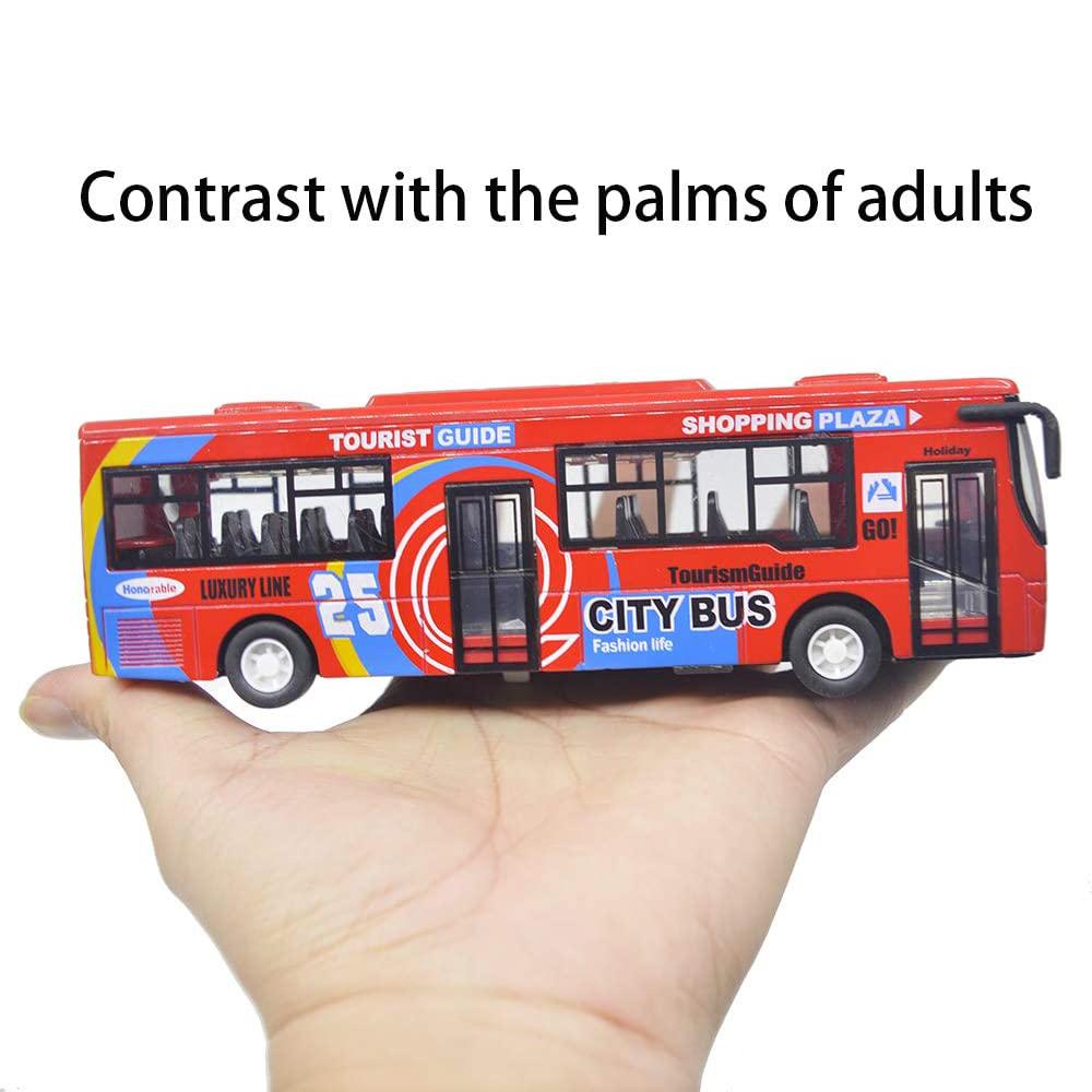 1/32 Scale City Double Decker Bus Toy Die Cast Pull Back Vehicles Mini Bus Model Car Toys Lights and Music
