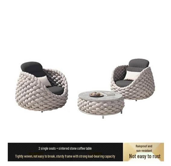 Rattan Weave Outdoor Sofa Set for Garden Terrace and Sunroom