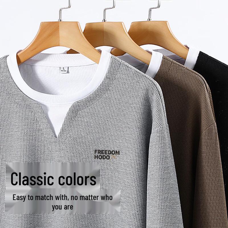 Hodo Men's Waffle Knit Layered Long Sleeve Tee