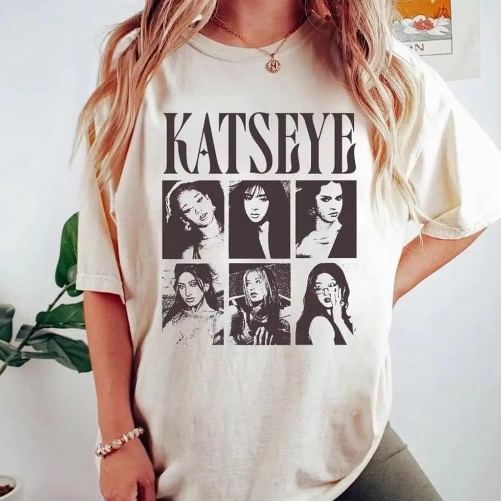 KATSEYE Kpop Girl Group Vintage S Bootleg Tshirt Members Graphic Print Unisex Casual Streetwear Fans Gift Short Sleeve Tee