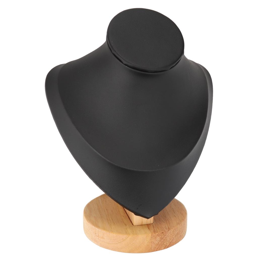Necklace Display Holder Log Flannel PU Leather Necklace Holder Stand for Retail Store Black
