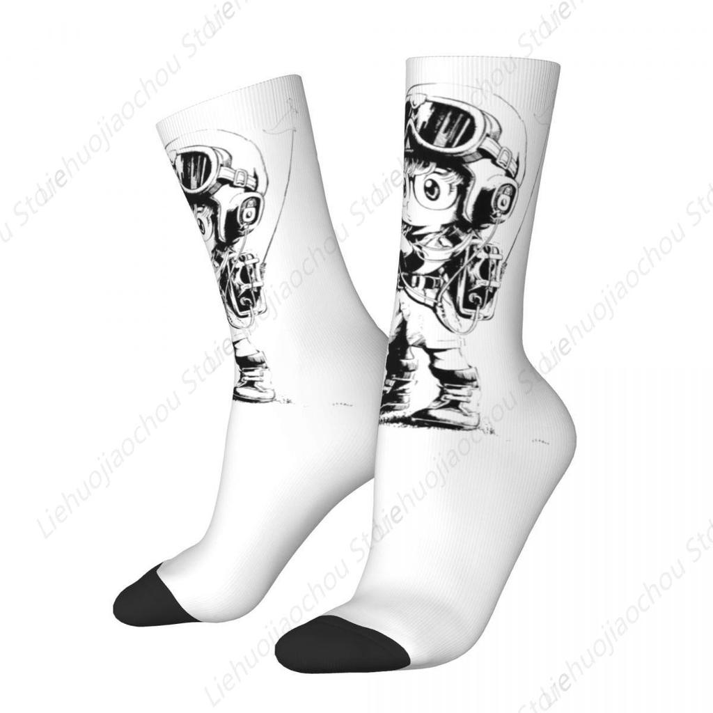 Casual Arale Anime Cute Soccer Socks Dr Slump Polyester Long Socks for Women Men
