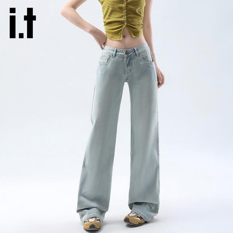 

izzue it Женские джинсы прямого кроя светло-голубого цвета M