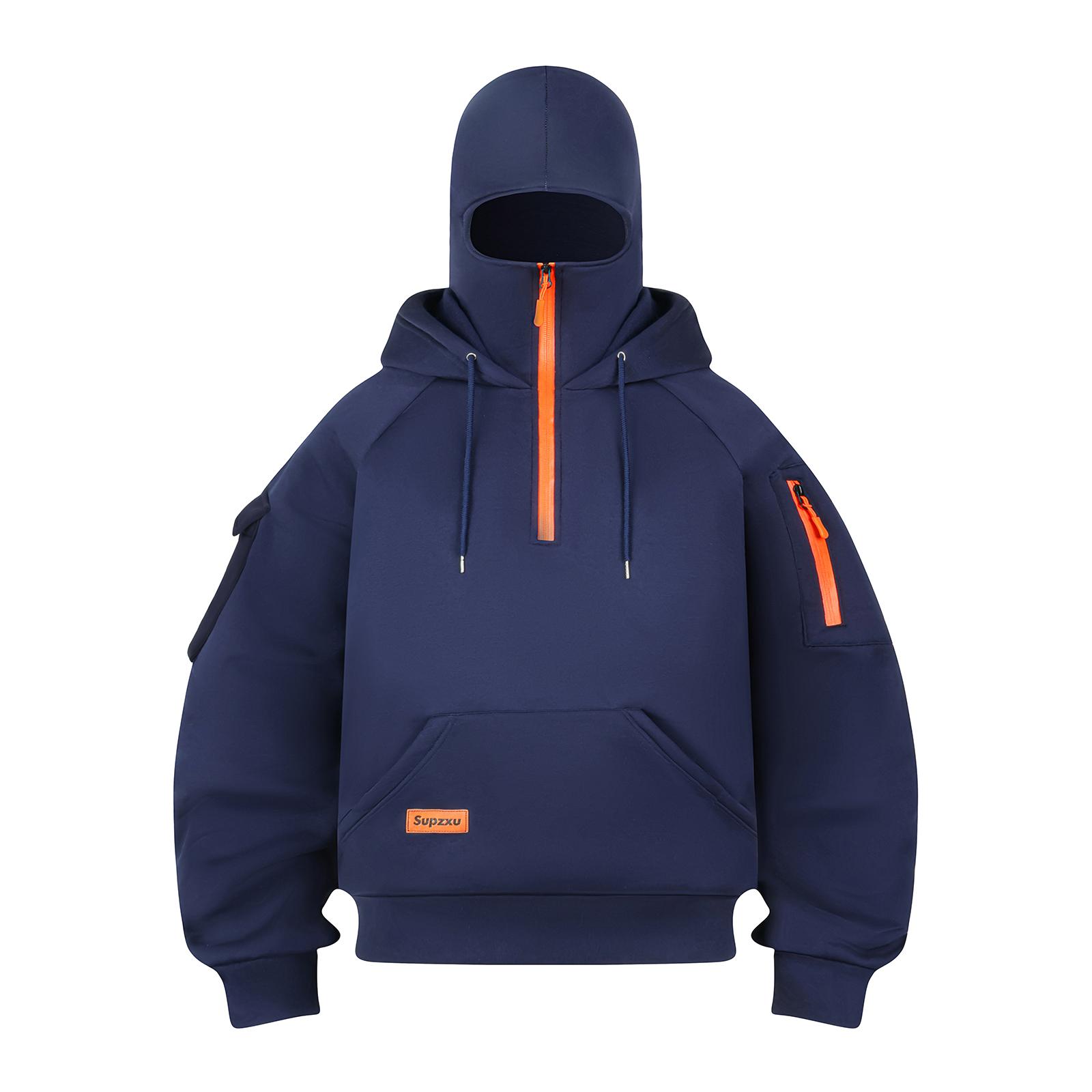 

Мужская толстовка с капюшоном для отдыха, однотонная, уличная одежда, мужская одежда, теплая, с длинным рукавом XL тёмно-синий