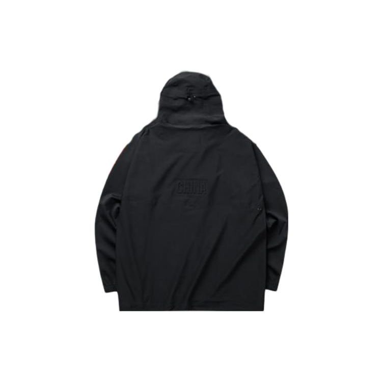 Anta All-Weather Series Logo Print Zip-Up Hooded Woven Jacket Men Jackets Black 152130707-2