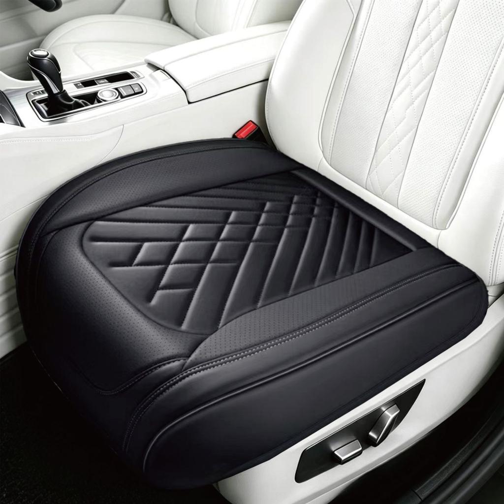 1 Pack Leather Front Car Seat Covers Bottom Car Seat Covers Fully Wrapped Non Slip and Waterproof Fits Most Vehicles Black
