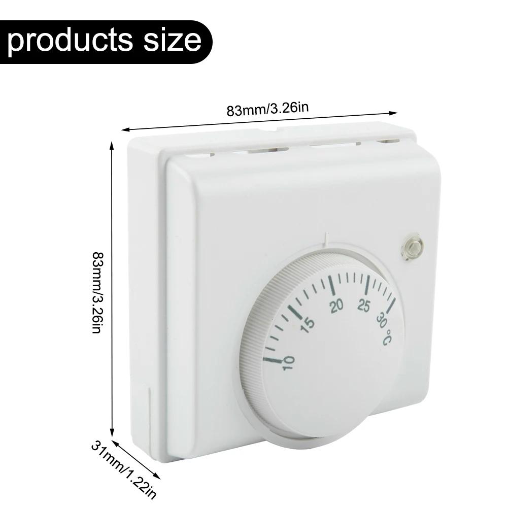 Temperature Switch Thermostat L83 X H83 X T31mm Mechanical Room Temperature Controller White 2-wire ABS Brand New