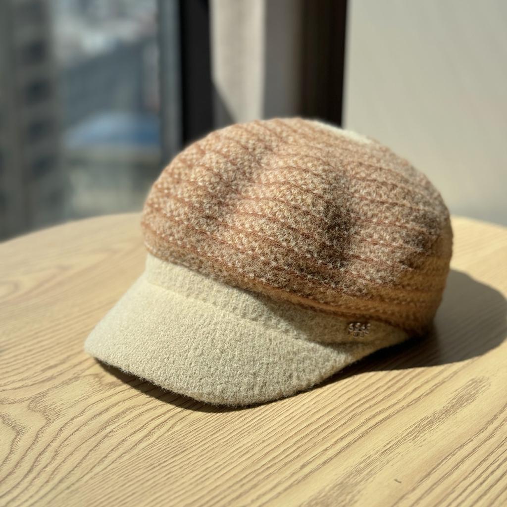 Autumn and Winter Tweed Octagonal Hat Korean Style Three Dimensional Newsboy Hat Elegant Peaked Hat Beret Trend