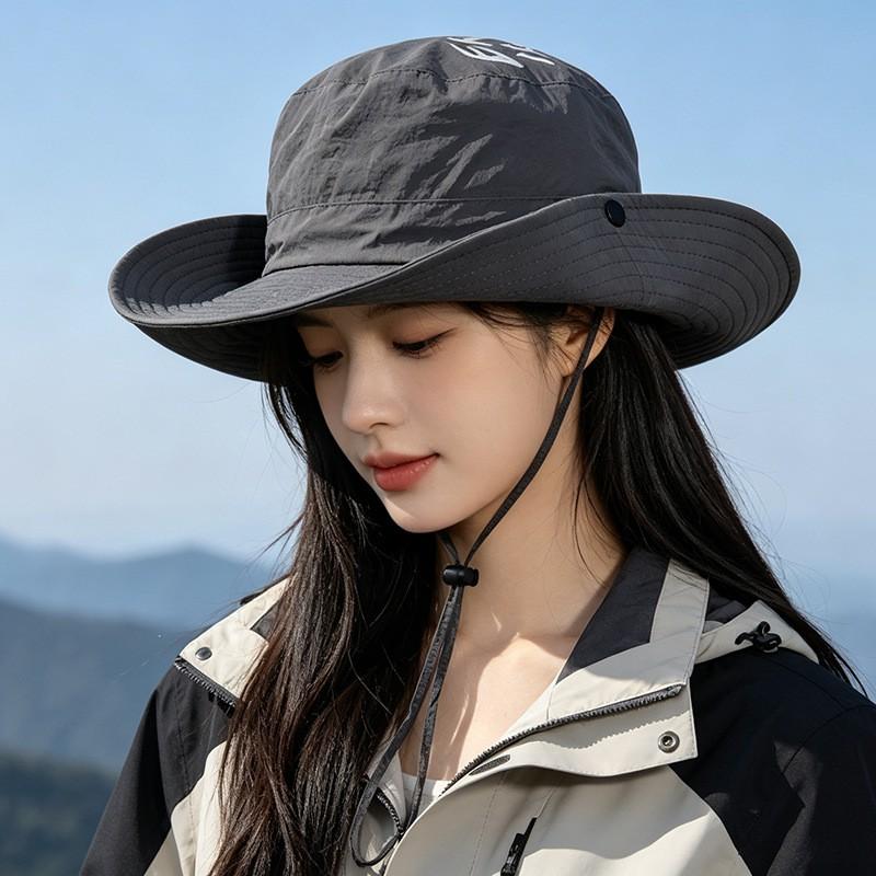 Unisex Foldable Wide Brim Sun Hat Hiking Fishing Outdoor Travel UV Protection Adjustable Chin Strap