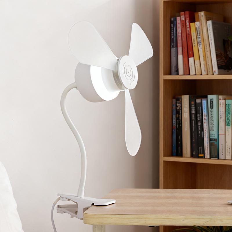 LED Eye-Protective Silent Clip Fan with Three-Speed Adjustment for Bedroom and Living Room