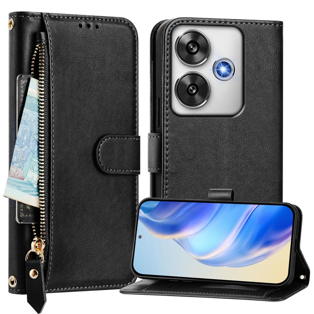 Strap Zipper Card Leather Phone Wallet Case Book For Xiaomi Poco F8 Pro F8 Ultra F7 F7 Pro F7 Ultra F6 F6 Pro F5 F5 Pro F3 Cover