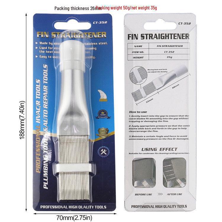 

Гребень из нержавеющей стали и щетка для чистки конденсатора для кондиционеров fin comb, stainless steel естественный