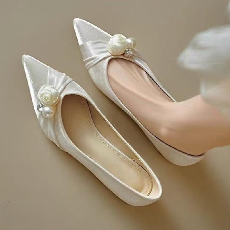 Fashion Elegant Women's Loafers Fashion Wedding Party Woman Causal Dress Flat Shoes Pointed-toe Versatile Ladies Flower Ballet Shoes