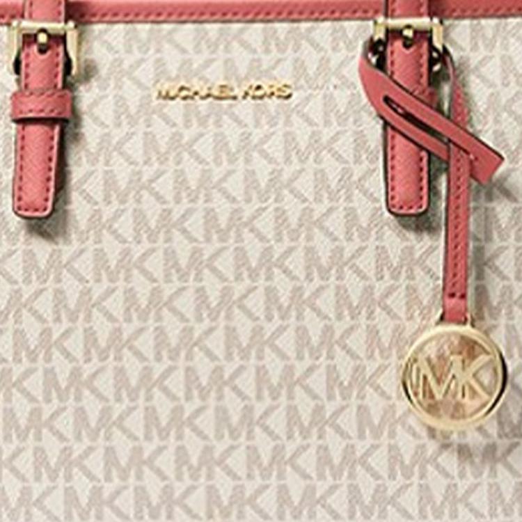 New MICHAEL KORS Canvas Tote Bag, Shopping Bag, Shoulder Bag, Handbag Women's Vanilla White 35T9GTVT0B-TEA-ROSE-MLT