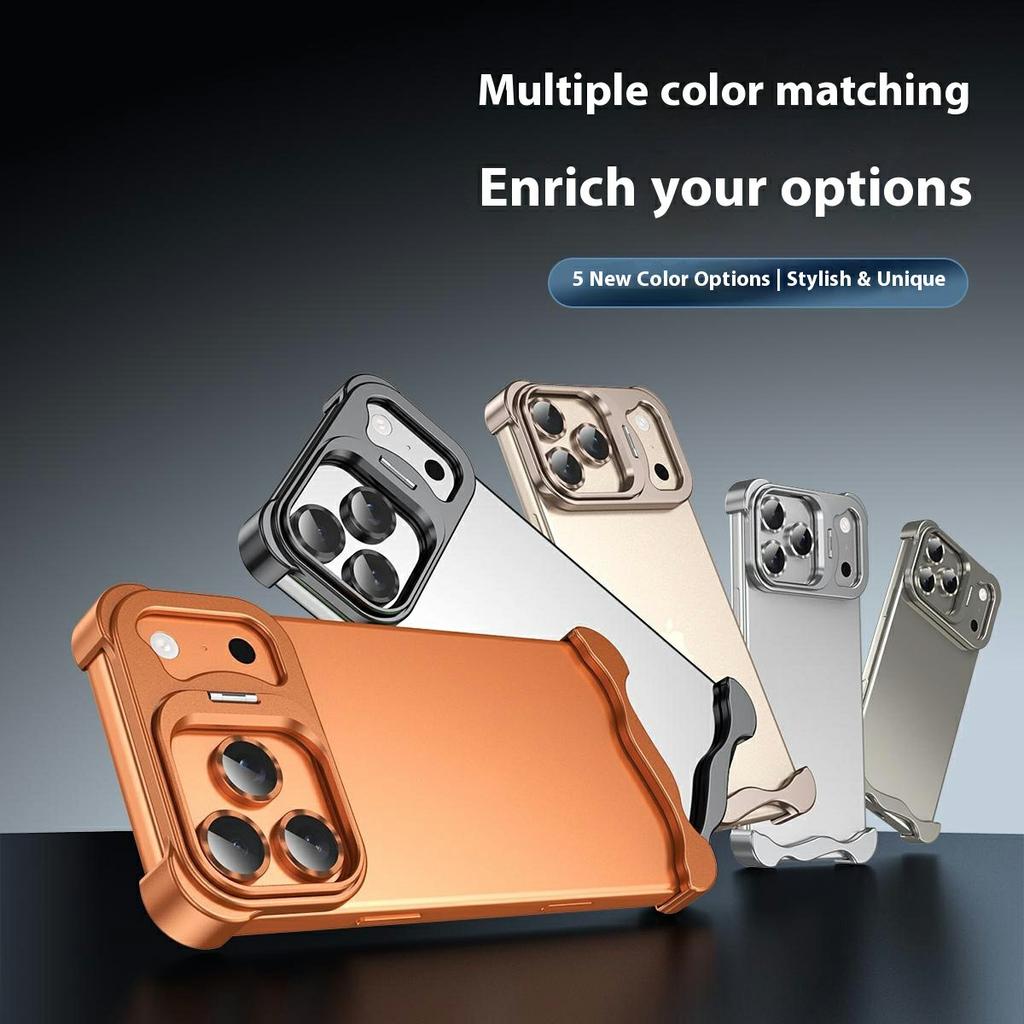 For iPhone 17 Pro Max Bumper Case Lens Kickstand Heat Dissipating Metal Corner Phone Cover