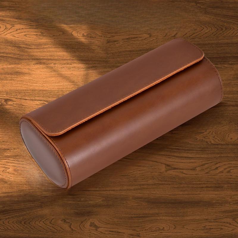 

3 Slots Vintage PU Leather Roll Travel watch Case, Portable Watch Organizer Display Storage Box For Men Gift оранжевый