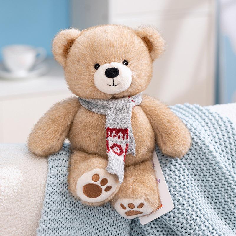 Cross Baby Denim Riddle Bean Bear Plush Toy – Healing Companion Doll for Children