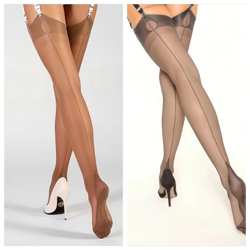 1/2/3pairs Luxury Polyamide 80% Thigh High Stockings for Women, 8 Denier, Solid Color, Knit Fabric, Back Seam, Elegant & Sexy
