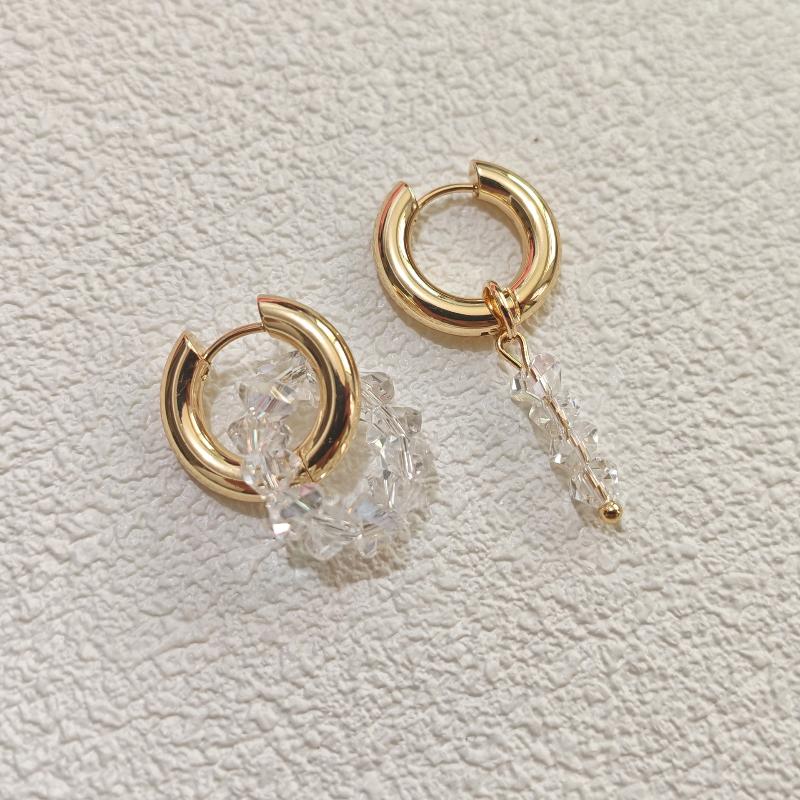 Fashion Heart Star Pendant Asymmetrical Earrings For Women Simple Geometric Circular Ear Buckle Jewelry Accessories Gift