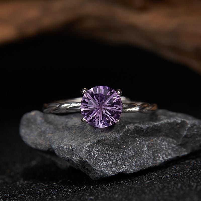 The Wind Does Not Fade, Niche High Sense S925 Sterling Silver 18K Natural Citrine Amethyst Color Treasure Fortune Live Ring