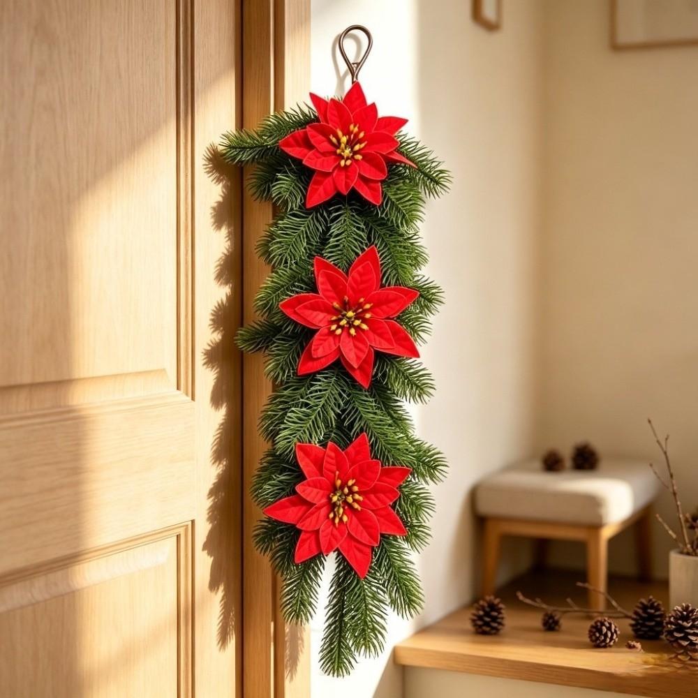 Plastic Artificial Christmas Wreath Lifelike Christmas Wreath Ornaments Table Decor