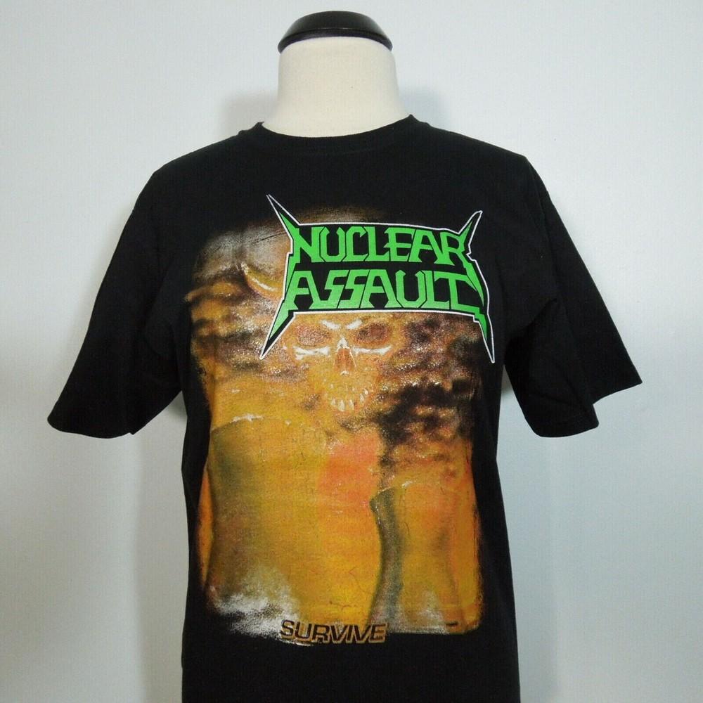 NUCLEAR ASSAULT Survive M MEDIUM T-Shirt Black Mens Band Logo Unisex T-Shirt XXXXL
