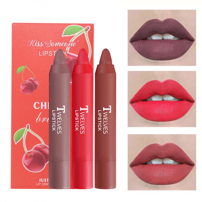 3-Piece Velvet Matte Crayon Lipstick Set In Compact Box