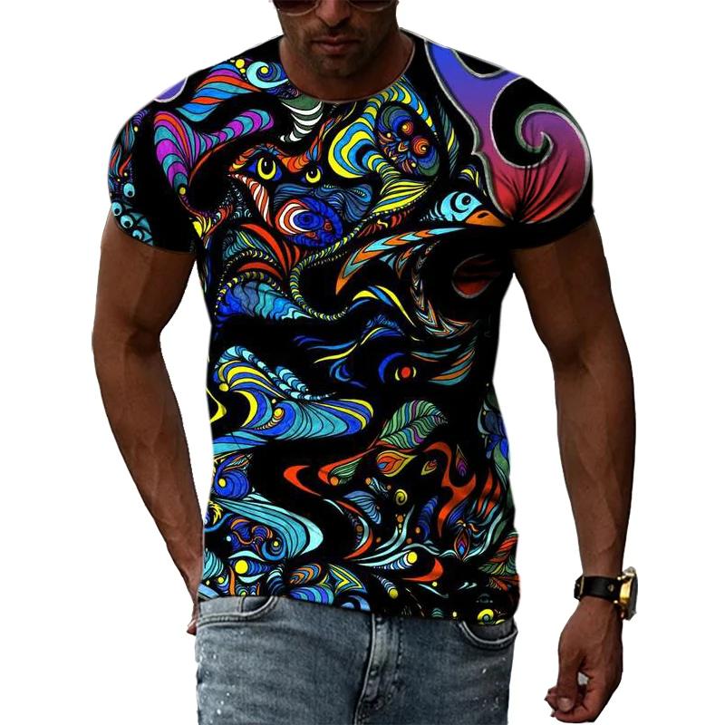 Personality Abstract Color Men Casual Fashion 3D Printed Street Style Summer Tees Harajuku T-Shirts
