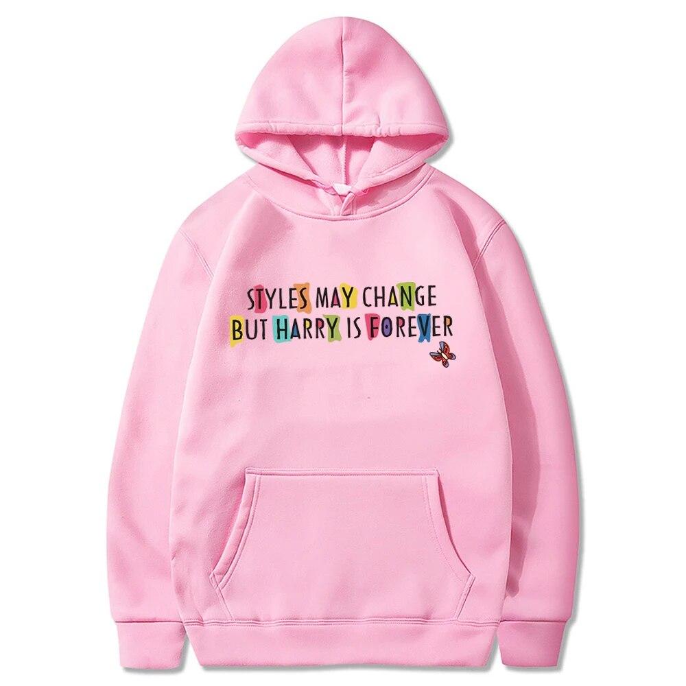 Unisex HoodieStyle May Change But Harry Is Forever Hoodie Vintage Y2k 90s Rainbow Colour Graphic Hooded Sweatshirt Love On Tour Xmas Hoodies