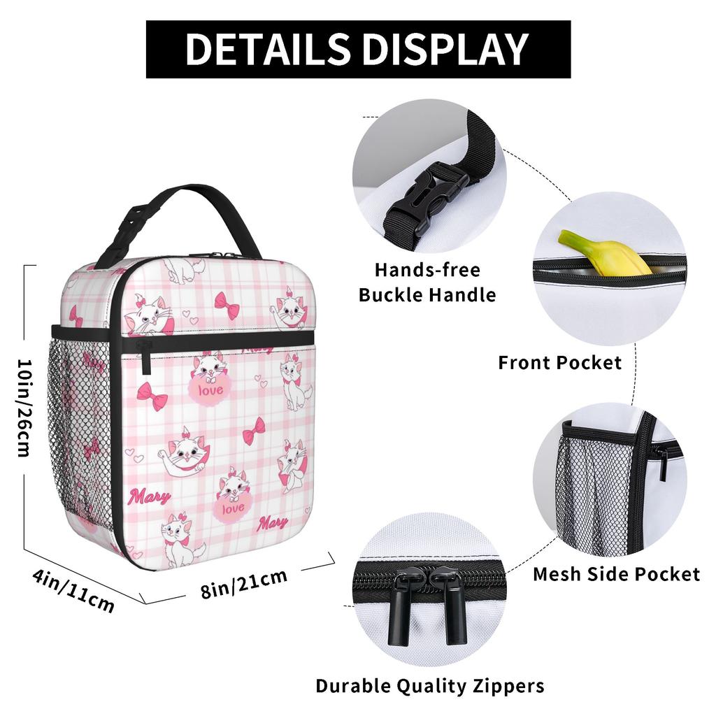 Maries Cat Insulated Lunch Bags High Capacity  Lunch Container Cooler Bag Tote Lunch Box School  Outdoor Food Handbags