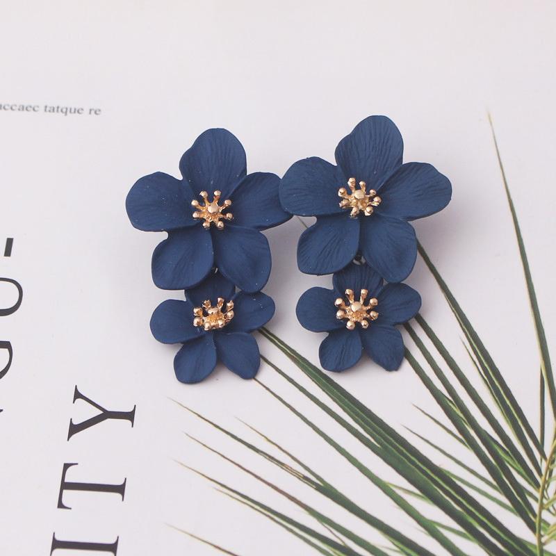 Koreanische Neue Doppel-schichten Blume Tropfen Ohrringe für Damen Übertrieben Frauen Floral Ohrringe Modeschmuck aretes de mujer