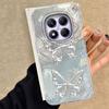 For Redmi Note 14 Pro Plus 13 11 12 Pro 14S 11S 10S 9 Pro Max 9S 8 Pro 5G Ro 4G Phone Case Silver Butterfly Pattern Silicone Bag