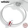 WOSTU 925 Sterlingsilber Köstlicher Funkelnder Getränkeanhänger Passend für Original Armband Halskette DIY Schmuck