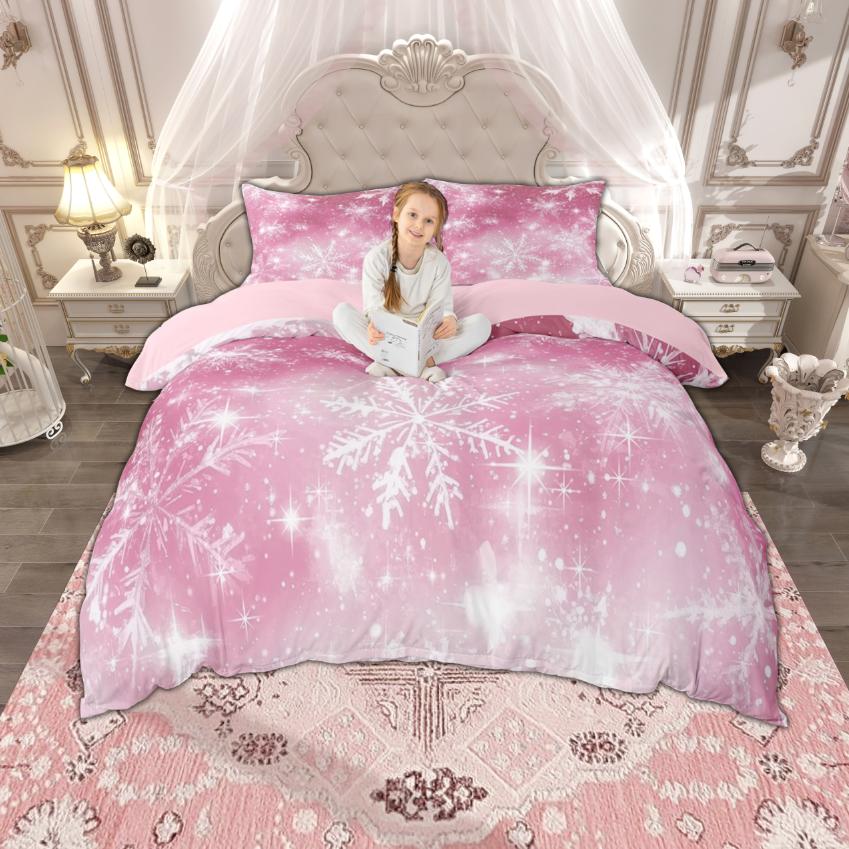 

Одеяло Homewish Мультяшные Снежинки Снеговик Для Девочек Зимний Фестиваль Комплект Постельного Белья Счастливого Нового Года Комплект Одеял Comforter (quilt)-EU Single(135*200cm)3pcs