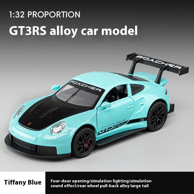 1/32 Porsche GT3 RS Supercar Alloy Diecast Metal Model Computer Desktop Ornaments Sound & Light Toy Children Birthday Toy Gift