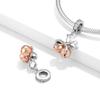 Bow Bell Charm Collezione Natalizia Braccialetto Fai da Te in Argento 925 Placcato Oro Rosa