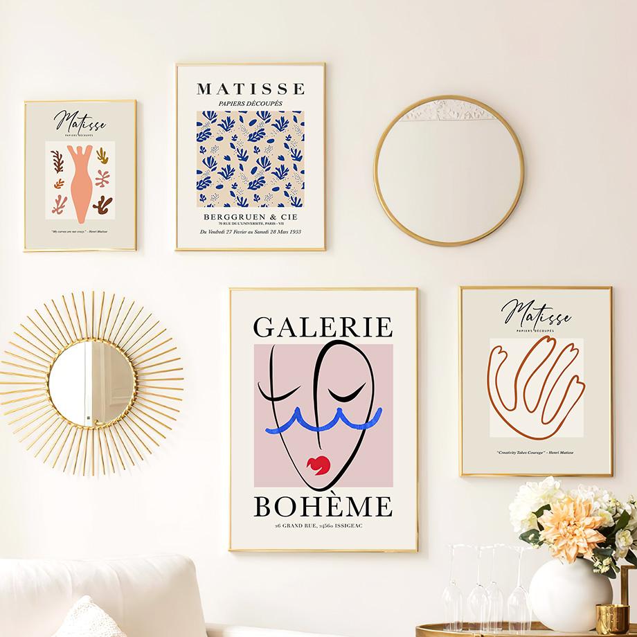 Abstraktní minimalistický Henri Matisse Line Girl Face Wall Art Malba na plátně Plakáty a tisky Nástěnné obrazy pro výzdobu obývacího pokoje