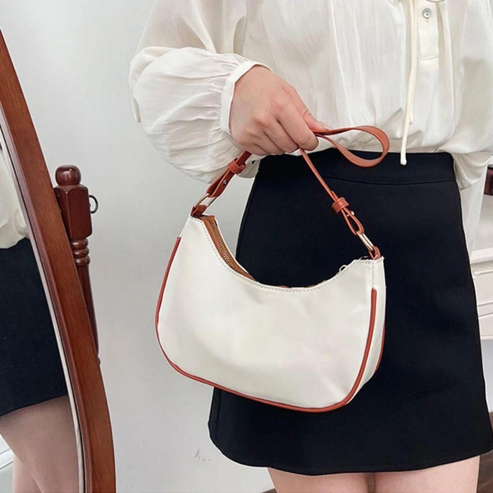 PU Leather Ladies Handbag Simple Armpit Bag Portable Half Moon Underarm Bag  Women