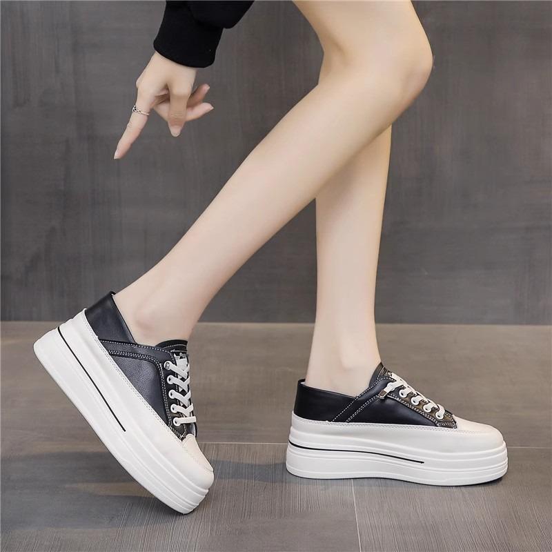 Leather little white shoes inner height increase women's shoes spring and summer new platform casual shoes sports shoes muffin single shoes